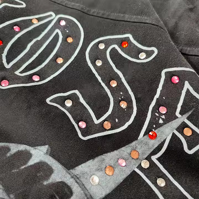 customize men long sleeve t shirt with stunning rhinestone designs at hongfeng.